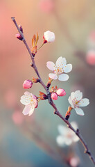 Spring-themed background with cherry tree branches and soft vibrant colors  -