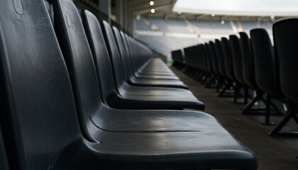 Fototapeta premium Close-Up of Empty Stadium Seats with Blurred Background