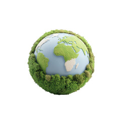Earth globe with green forest covering continents symbolizing nature and environmental balance