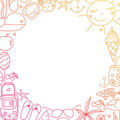 summer  decorative frame in doodle style