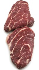 Obraz premium Two Raw Marbled Steaks, Beef, Closeup, Food Photography