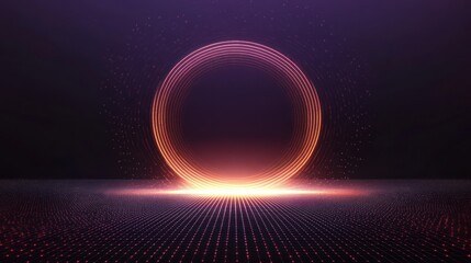 Abstract glowing circle on a digital floor.  Possible use Technology background