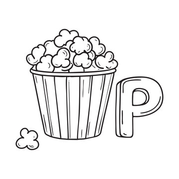 recommend clip art: An illustration of letter P stand for popcorn