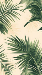 Obraz premium Tropical palm leaves seamless pattern in beige and green for exotic jungle designs -
