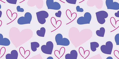 vector illustration pattern seamless hearts pink purple bright for wrapping fabric background