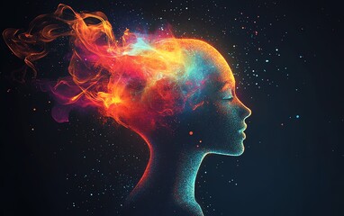 Obraz premium Fiery energy emanating from a head