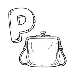Obraz premium An illustration of letter P stand for pouch