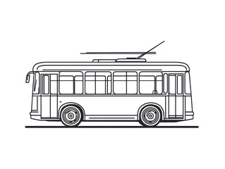 Isolated Trolleybus Line Art