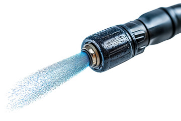 Refreshing Water Spray From A Sleek Nozzle, Glistening With Droplets Against A Clean White Backdrop Isolated on Transparent Background