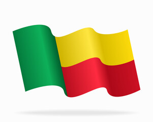 Benin flag wavy background layout. Vector illustration.