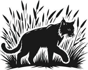 Bobcat animal silhouette vector