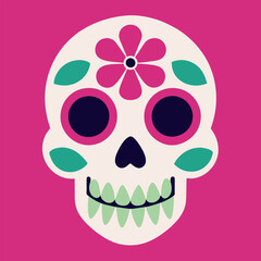 Fototapeta premium Sugar Skull Vector Illustration – Perfect for T-Shirts, Tattoos, Day of the Dead Decor, Marketing Campaigns, Merchandise Designs, Event Invitations, Social Media Graphics, Home Decor, and Gift Items