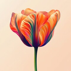 Vibrant Digital Illustration of Colorful Tulip Flower