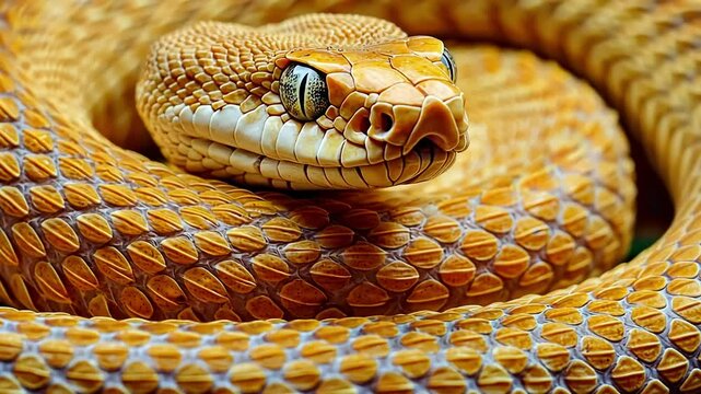 Close-up of a coiled snake
