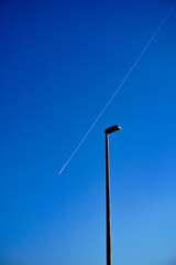 street lamp on blue sky background