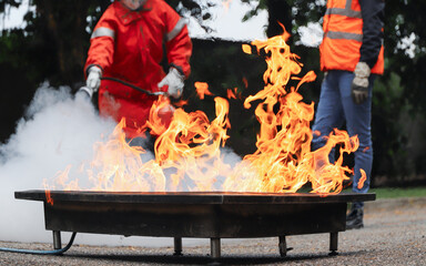 corporate safety - exercise during a firefighting course