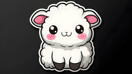 Obraz premium Cute fluffy sheep illustration Big eyes, blush