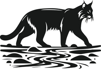 Bobcat animal silhouette vector