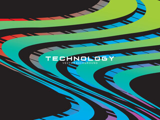 Premium dark blue background design with colorful waving motifs. Vector horizontal template, for digital luxury business banner, contemporary formal invitation, luxury voucher, gift certificate, etc.	