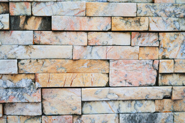 brick background, Abstract geometric pattern texture, Classic outdoor building granite blocks wall.