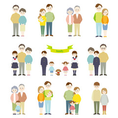 三世代　家族のイラストセット