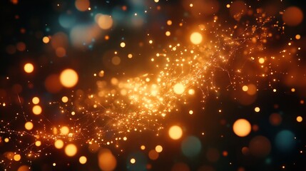 Obraz premium Neural connections displayed in a high-tech, abstract pattern, glowing with light against a dark, blurred background