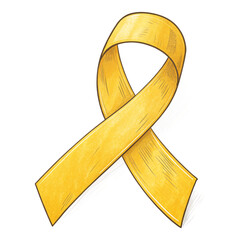 yellow awareness ribbon isolated on transparent background