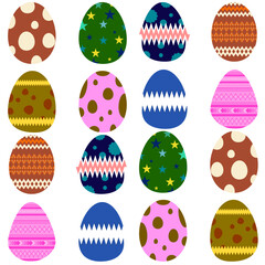 Collection of Colorful Decorated Easter Eggs