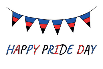 Colorful garland Polyamory pride flag Happy pride day LGBTQIA community Pride Month Vector hand drawn doodle for posters, stickers, logo, cards