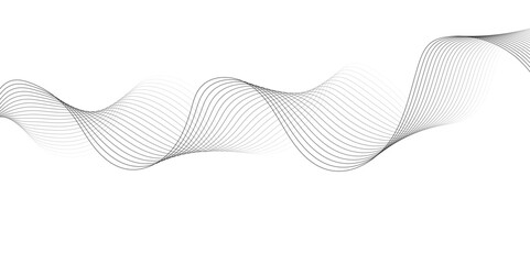 White wave curve lines banner background design. Abstract soft wave lines dynamic flowing gray light isolated background. Vector Illustration of the gray pattern of lines. Black stripes on white .