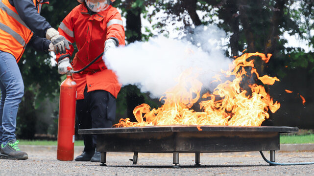corporate safety - exercise during a firefighting course