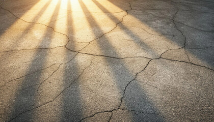 Close up cement texture with sunlight on cracked surface