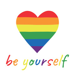 Colorful heart shape Gay pride flag Happy pride day LGBTQIA community Pride Month Vector hand drawn doodle for posters, stickers, logo, cards