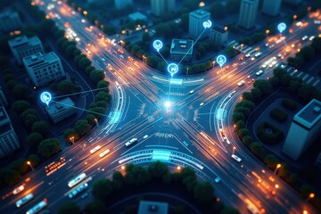 Obraz premium Aerial View of Urban Traffic Management Systems in a Modern City