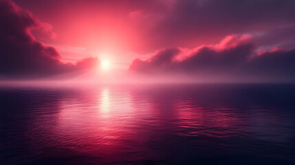 Obraz premium Dreamy, magenta sunset over ocean