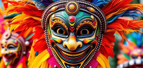 Vibrant, smiling Masskara Festival mask, Bacolod City,  carnival, art