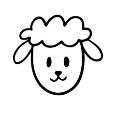 Cute Sheep Animal Head Doodle