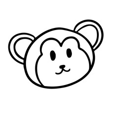 Cute Monkey Animal Head Doodle