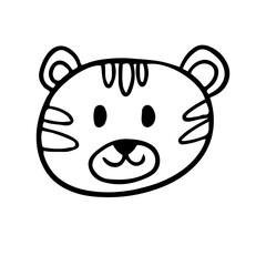 Cute Tiger Animal Head Doodle