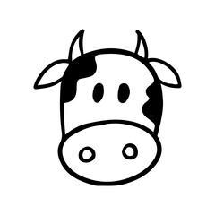Cute Cow Animal Head Doodle