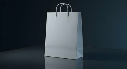 Blank White Shopping Bag On Dark Background