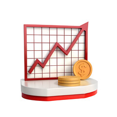 Business growth graph with coins and financial progress illustration