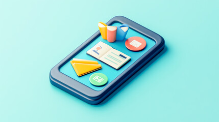 A modern smartphone app icon designed for interactive educational learning, featuring intuitive design elements for students, teachers, and self-learners
