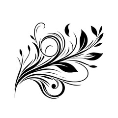 Elegant monochrome floral design composed of stylized leaves, delicate stems, and swirling details, evoking a sense of grace and botanical form.