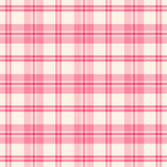 Plaid repeat pattern in pink and beige.Checkered tartan seamless pattern.Vector graphic  illustration background design for fabric and print.