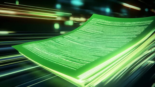 Exploring the dynamic journey of data through abstract visuals in a vibrant digital space