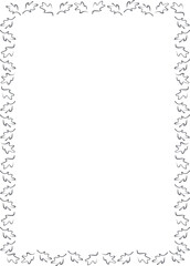 Oak leaves line art frame. Doodle leaf Thanksgiving template. Frame with empty space for your text