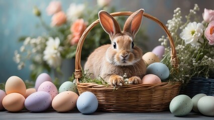 A light brown and gray Easter bunny