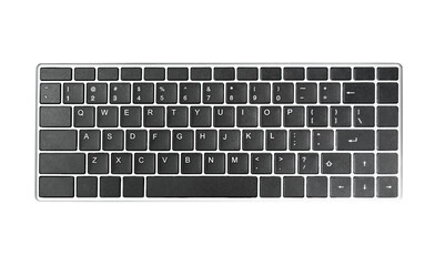 black computer keyboard on white isolated background