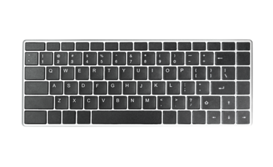 black computer keyboard on white isolated background